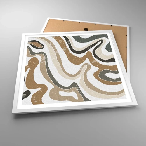 Poster in white frmae - Meanders of Earth Colours - 60x60 cm