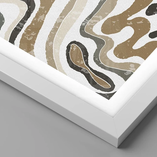 Poster in white frmae - Meanders of Earth Colours - 60x60 cm