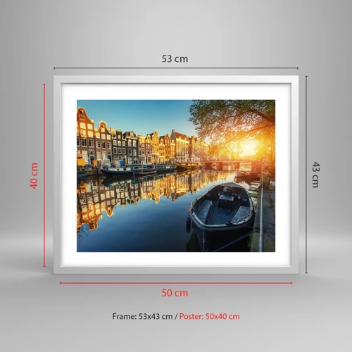 Poster in white frmae - Morning in Amsterdam - 50x40 cm