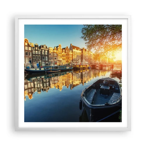 Poster in white frmae - Morning in Amsterdam - 60x60 cm