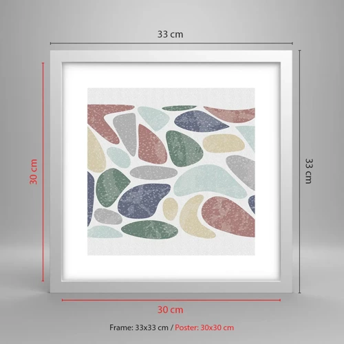 Poster in white frmae - Mosaic of Powdered Colours - 30x30 cm