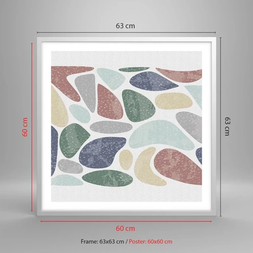 Poster in white frmae - Mosaic of Powdered Colours - 60x60 cm