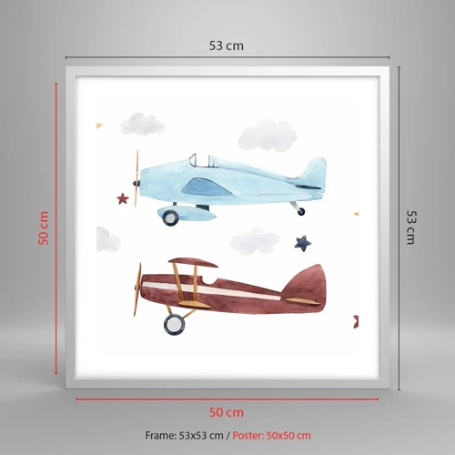 Poster in white frmae - Mr Pilot We Are Waiting! - 50x50 cm