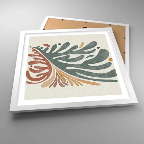 Poster in white frmae - Multicolour Leaf - 40x40 cm
