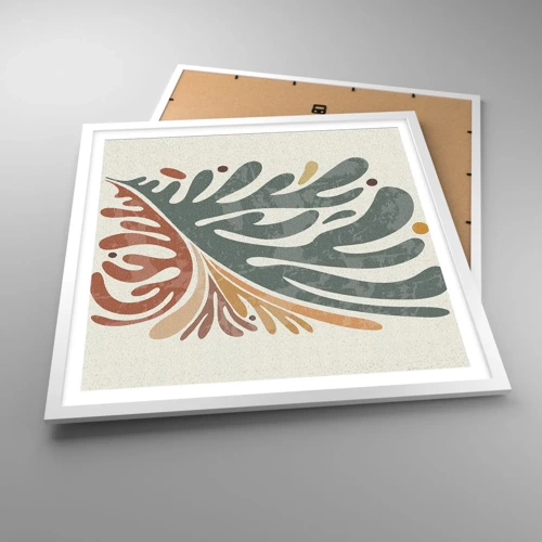 Poster in white frmae - Multicolour Leaf - 60x60 cm