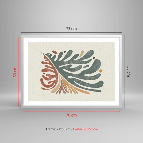 Poster in white frmae - Multicolour Leaf - 70x50 cm
