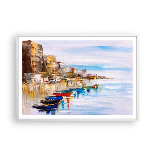 Poster in white frmae - Multicolour Town Marina - 100x70 cm
