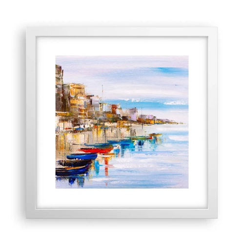 Poster in white frmae - Multicolour Town Marina - 30x30 cm