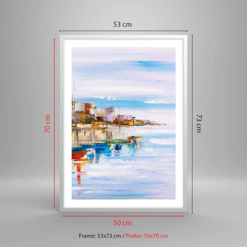 Poster in white frmae - Multicolour Town Marina - 50x70 cm