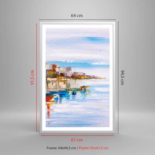 Poster in white frmae - Multicolour Town Marina - 61x91 cm