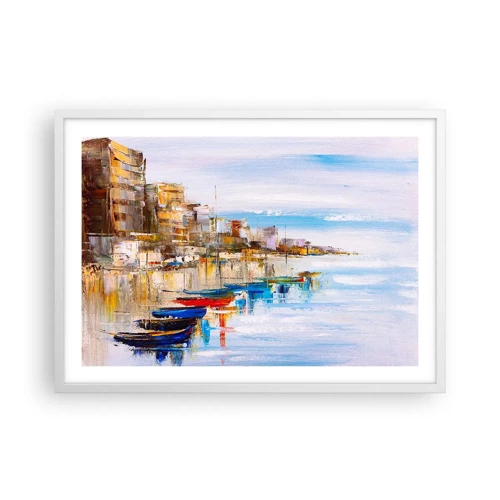 Poster in white frmae - Multicolour Town Marina - 70x50 cm