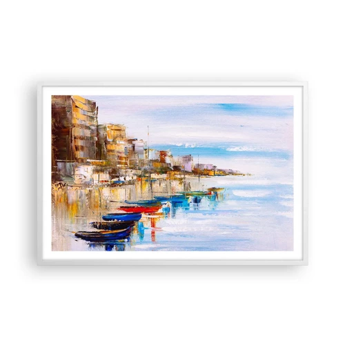 Poster in white frmae - Multicolour Town Marina - 91x61 cm