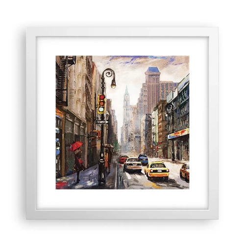 Poster in white frmae - New York - Colourful in Rain - 30x30 cm