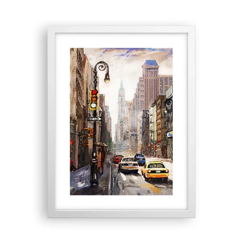 Poster in white frmae - New York - Colourful in Rain - 30x40 cm