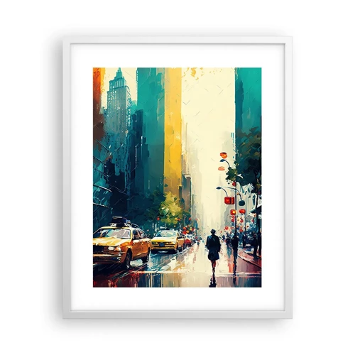Poster in white frmae - New York - Even Rain Is Colourful - 40x50 cm