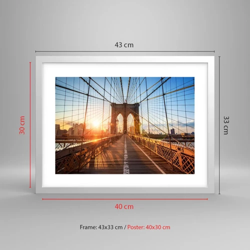 Poster in white frmae - On a Golden Bridge - 40x30 cm