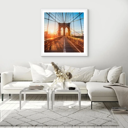 Poster in white frmae - On a Golden Bridge - 40x40 cm