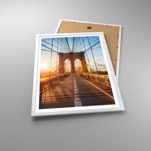 Poster in white frmae - On a Golden Bridge - 50x70 cm