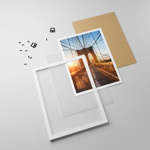 Poster in white frmae - On a Golden Bridge - 50x70 cm