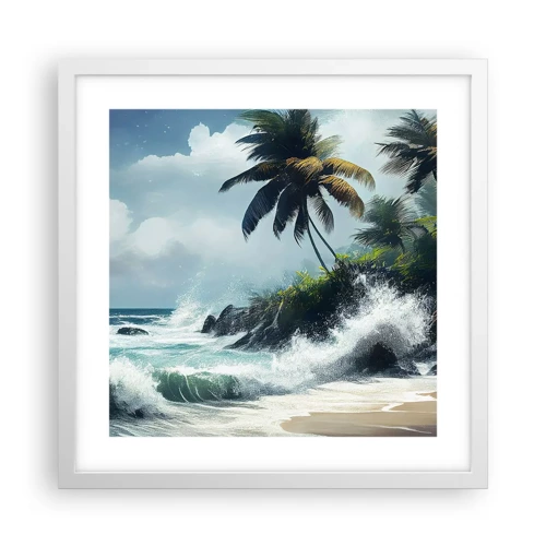 Poster in white frmae - On a Tropical Shore - 40x40 cm