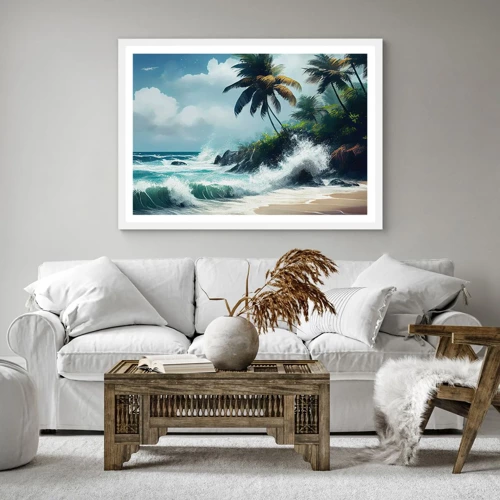 Poster in white frmae - On a Tropical Shore - 50x50 cm