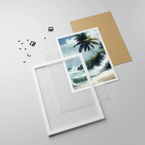 Poster in white frmae - On a Tropical Shore - 50x70 cm