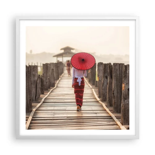 Poster in white frmae - On an Old Bridge - 60x60 cm