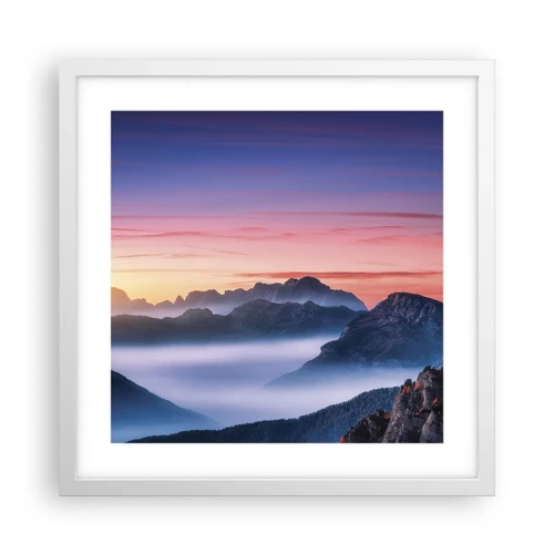 Poster in white frmae - Over the Valleys - 40x40 cm