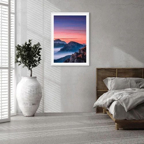 Poster in white frmae - Over the Valleys - 50x70 cm