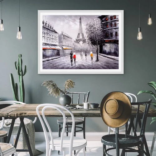 Poster in white frmae - Parisian Walk - 40x30 cm