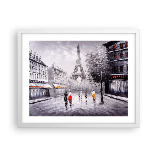 Poster in white frmae - Parisian Walk - 50x40 cm