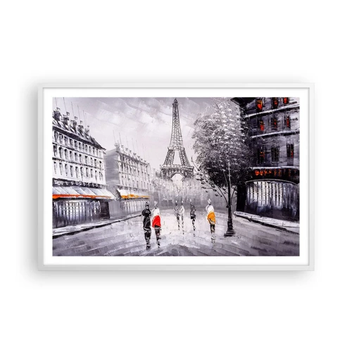Poster in white frmae - Parisian Walk - 91x61 cm