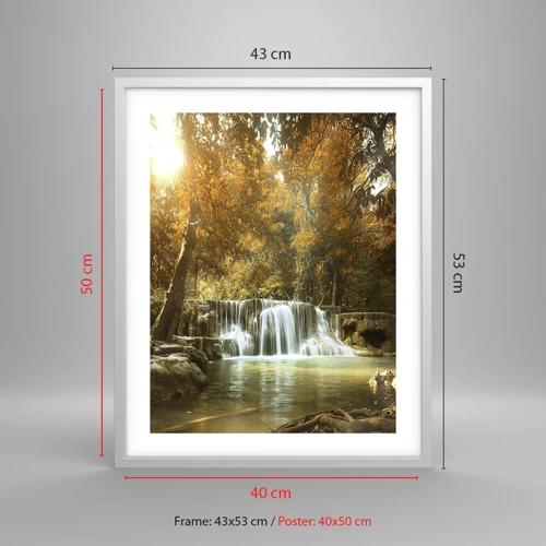 Poster in white frmae - Park Cascade - 40x50 cm
