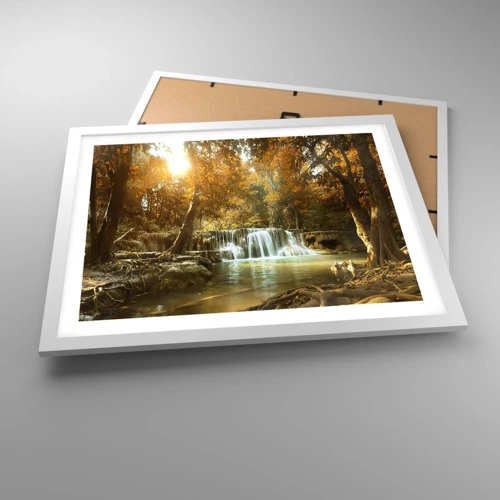 Poster in white frmae - Park Cascade - 50x40 cm