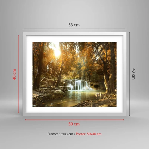 Poster in white frmae - Park Cascade - 50x40 cm