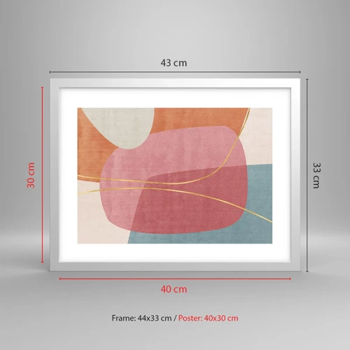 Poster in white frmae - Pastel Composition with a Golden Note - 40x30 cm