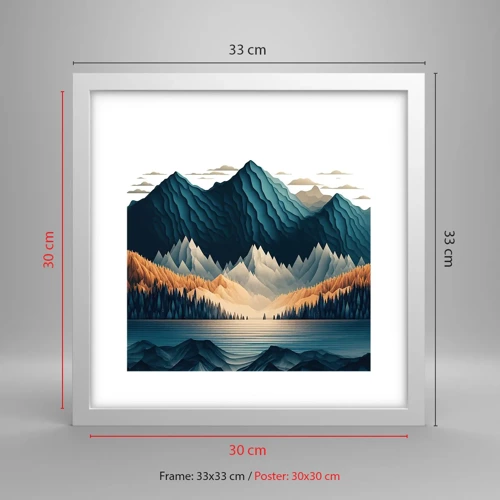 Poster in white frmae - Perfect Mountain Landscape - 30x30 cm