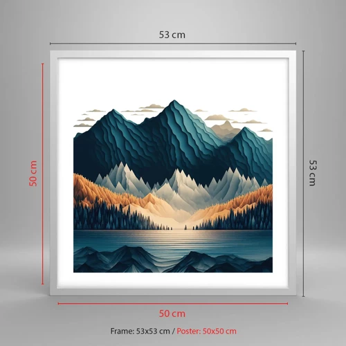 Poster in white frmae - Perfect Mountain Landscape - 50x50 cm