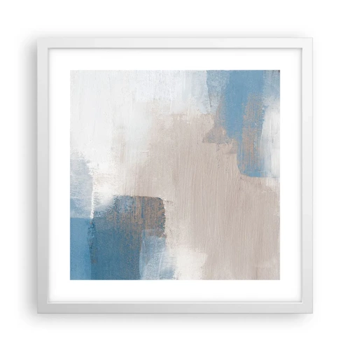 Poster in white frmae - Pink Abstract with a Blue Curtain - 40x40 cm