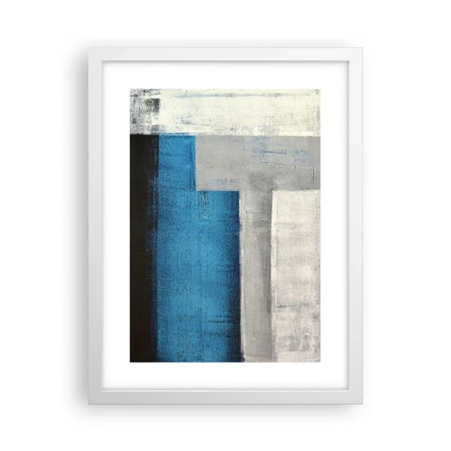 Poster in white frmae - Poetic Composition of Blue and Grey - 30x40 cm