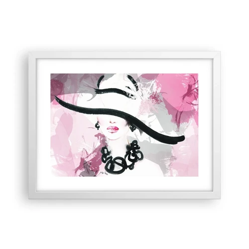 Poster in white frmae - Portrait of a Lady in Black and Pink - 40x30 cm