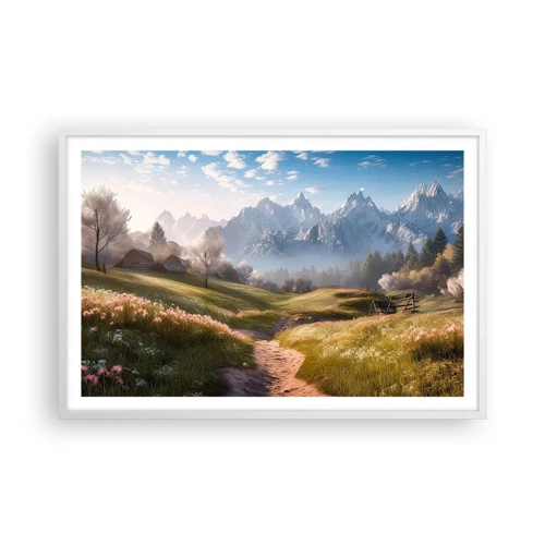 Poster in white frmae - Quiet Valley - 91x61 cm