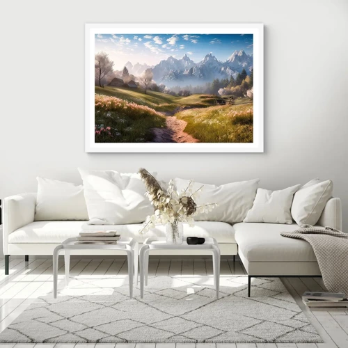 Poster in white frmae - Quiet Valley - 91x61 cm