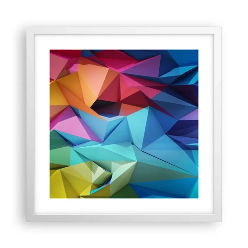 Poster in white frmae - Rainbow Origami - 40x40 cm