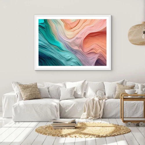 Poster in white frmae - Rainbow Wave - 100x70 cm