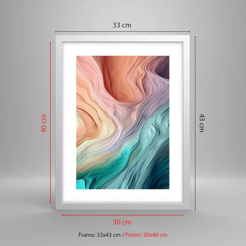 Poster in white frmae - Rainbow Wave - 30x40 cm