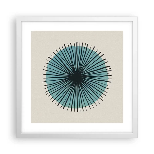 Poster in white frmae - Rays on Blue - 40x40 cm
