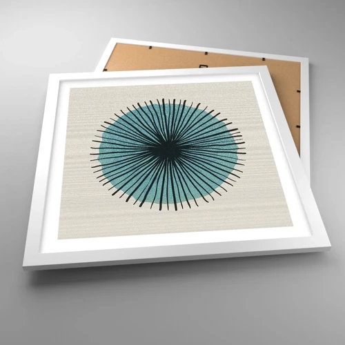 Poster in white frmae - Rays on Blue - 40x40 cm