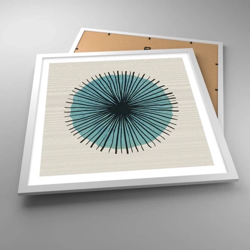 Poster in white frmae - Rays on Blue - 50x50 cm