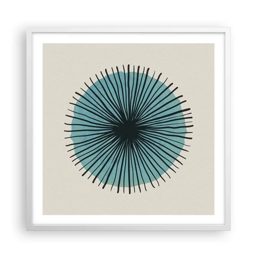 Poster in white frmae - Rays on Blue - 60x60 cm